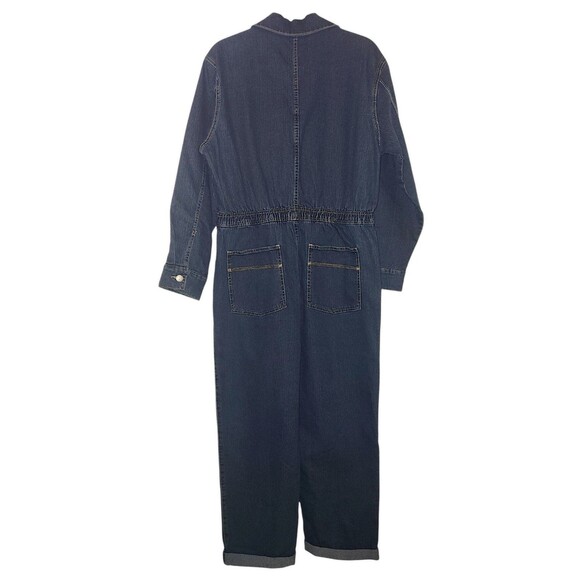 Women's (Junior's) Jordache Long Sleeve Smart Denim Jumpsuit Dark Emzyme L - Picture 5 of 5